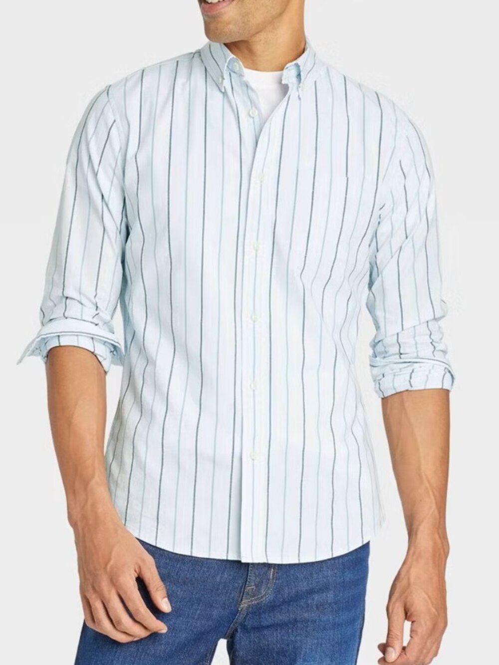 Men's Striped Long Sleeve Button-Down Shirt Goodfellow & Co - M - NWT